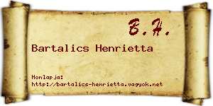 Bartalics Henrietta névjegykártya